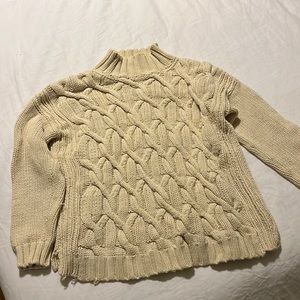 525 America mock neck sweater, ivory, size small